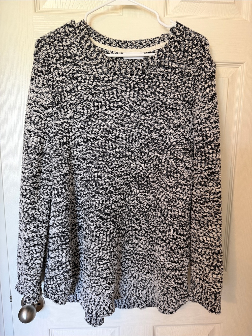 Calvin Klein Chunky Black & White Marled Pullover Sweater